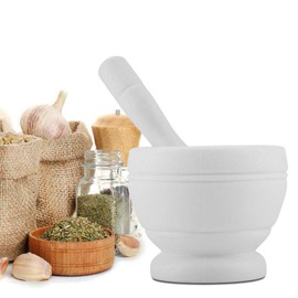 Juego de Mazo de Mortero Juego de Mazo de Mortero Manual Pp Molinillo de Ajo de Plástico Manual Especias Hierbas Juego de Mazo de Mortero Tazón de Molienda Herramienta de Cocina (Blanco)