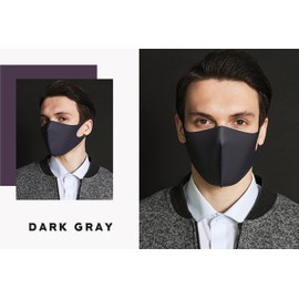 maskfactory COOL (MIPAN aqua-X) + aerosilver, Reusable, Breathable Color Face Mask (3 Pack) (Large, Dark Gray/Blue)