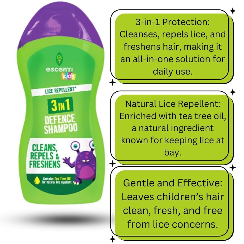 Escenti Kids 3-in-1 Head Lice Prevention Bundle – Natural Lice