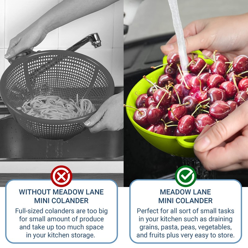 Meadow Lane Goods 6-Inch, 3 Cup Personal Colander With Dual