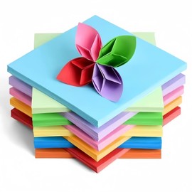 Origami 200 Sheets Both Sides Same Color Origami 10 Colors/Single Color Origami Set Colorful Paper Art Chiha Crane Decoration DIY Craft (10 Colors, 5.9 x 5.9 inches (15 x 15 cm)