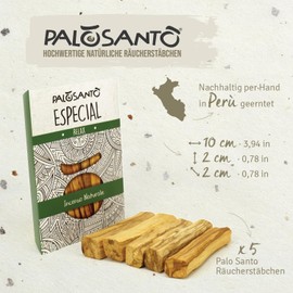 PALOSANTO - Palo Santo Incense Wood Especial Tamaño - Large Incense Sticks from Peru - Intense and Strong Aroma - Original Bursera Graveolens - Pack of 5