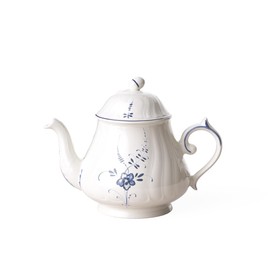 Villeroy & Boch Vieux Luxembourg Teapot, 37 oz, Premium Porcelain, White/Blue
