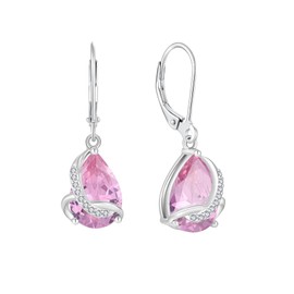 Rocayi Teardrop Pink Tourmaline Earrings for Women 925 Sterling Silver Dangle Drop Leverback Earrings October Birthstone Jewelry Gifts Wife Mom Girlfriend Her