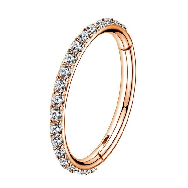 Oufer 18G Micro Gem Hinged Nose Hoop CZ Nose Ring