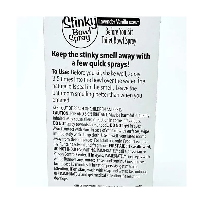 Stinky Bowl Spray Lavender Vanilla Scent 1.85 Oz - 8