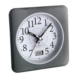 TFA Dostmann 60.1502.10 Analoger Funkwecker mit Temperaturanzeige (schwarz-weiß mit Batterien)