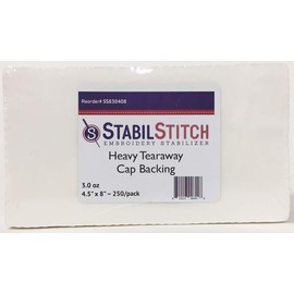 StabilStitch Heavy (3.0 oz.) Tearaway Cap Backing 4.5" x 8" 250 Pack for Machine Embroidery