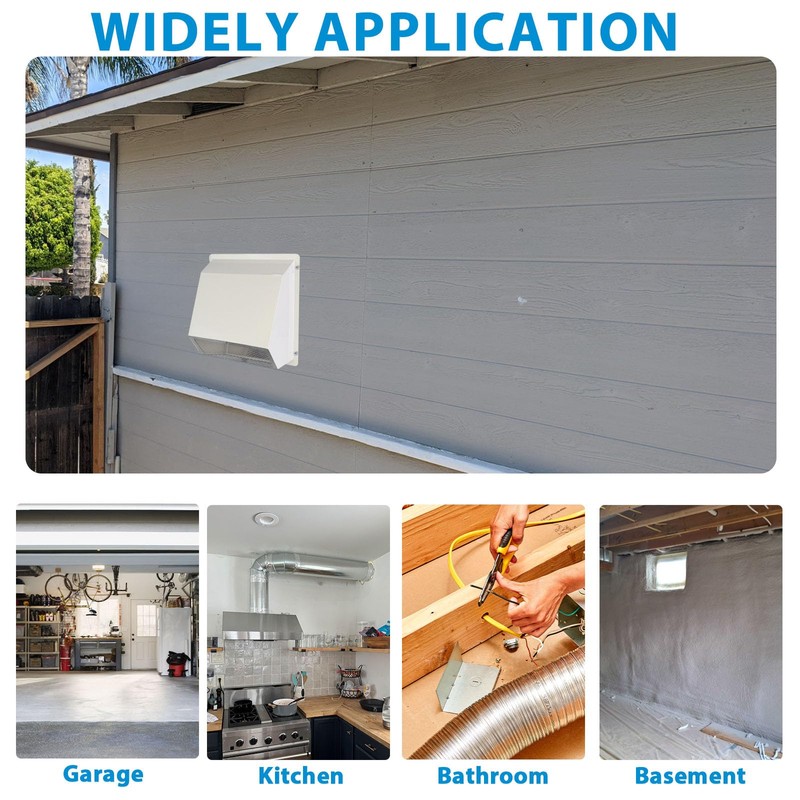 10" Hooded Wall Vent with Screen and Damper,Outdoor Wall Mount