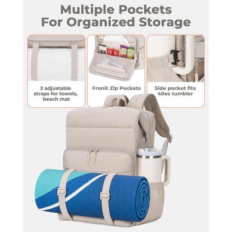 Backpack Cooler 40 Cans Puffer Soft Cooler with Laptop Compartment