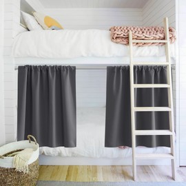 PONY DANCE Small Blackout Kitchen Curtains - Short Window Curtain Tiers for Bathroom/Basement, Rod Pocket Thermal Insulated Curtain Drapes, 42 inches Wide x 36 inches Length, Grey, 2 Pieces