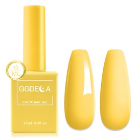 GGDECA 15ml Yellow Gel Nail Polish, 1Pcs Yellow Gel polish, Yellow Nail Polish Gel, High Gloss U V Soak Off Nail Gel Polish, DIY Sparkle French Manicure Salon
