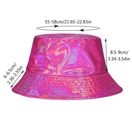 Manfnee Rave Bucket Hat for Men Women Waterproof Rain Hat Metallic Hip Hop Hat Wide Fishing Hat Sun Hat, A4:Pink