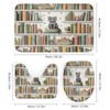 4PCS Cute Kitten Bookshelf Shower Curtain Set 72W X 72L,