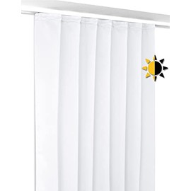 BEAUTEX Opaque Blackout Curtain with Ruffle Tape U-Band, Darkening, Choice of Sizes and Colours, Width 140 cm, Height 175 cm, White