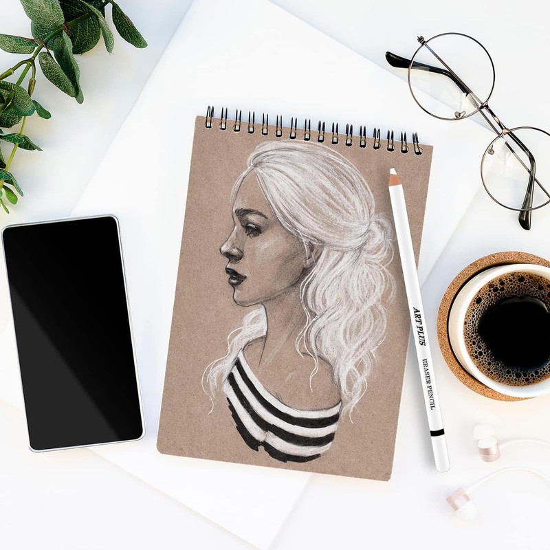 KIPTVO 10PCS Pencil Eraser, Charcoal Pencils, Sketch Pencils Drawing Pencils