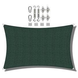 COARBOR 9'x23' Sun Shade Sail with Hardware Kit Rectangle Green Sunshine Block Fabric Canopy Shade Cover Perfect for Patio Deck Yard Outdoor Garden
