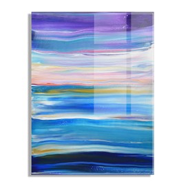 Kate and Laurel x Xizhou Xie Collaboration Seaside Serenity Frameless Floating Acrylic Art, 23x31, Modern Abstract Bright Landscape Art for Wall