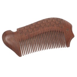 SAFIGLE Portable Wooden Comb Small Compact Fine Tooth Decorative Fish Shape Hair Detangler