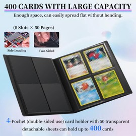 EDGFRTOIO Trading Card Binder Fits 400 Cards, Hit of Baseball Card Collection Binder Card Album, 50 Double Sided Sleeves with 9 Pockets Card Storage Folder for Sports Game Cards