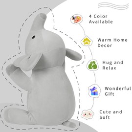 OurHonor 4.2lbs 24in Elephant Weighted Stuffed Animals, Weighted Plush, Gifts for Kids, Adults, Girls and Boys(Grey)