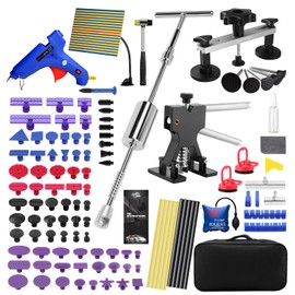 PDR 115PCS Car Dent Puller Kit - Paintless Dent Removal Kit with Slide Hammer, Dent Puller, Multi-Size Puller Heads, Line Dent Board & Storage Bag – Fix 90% of Dents on Car Door/Hood/Body/Roof