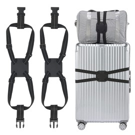 Travelkin Luggage Straps Bag Bungees for Suitcases Add a Bag, Travel Bag Bungee Belt for Luggage Carry On Bag (Black 2 Pack)