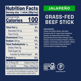 Archer Jerky Beef Jerky Sticks Jalapeno - Grass Fed Beef Sticks Individually Wrapped, Bulk, Protein Snack Packs, Gluten Free, Paleo, Keto, Sugar Free - 1 oz Each (Pack of 18)
