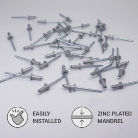 Pack of 500 Painted Blind Rivets 4.0 x 10 mm, Dome Head, DIN 7337, Aluminium Rivets and Steel Mandrel, Pop Rivets (500, White Aluminium RAL 9006)