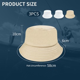 SLAXJNE 3 Pieces Women's Bucket Hats, Outdoor Sun Hats, Women's Fishing Hats, Mountaineering Sun Hats, Summer Hats, White