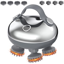 ORIA Electric Scalp Massager, Head Massager for Cats and Dogs, Waterproof Neck Massager, Handheld Hair Massager with 8 Removable Heads, 3 Modes, Type-C Port for Hair Growth, Relaxation