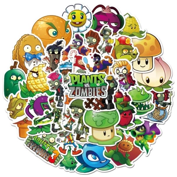 PVZ Plants Vs Zombies Themed Set of 50 Assorted Stickers