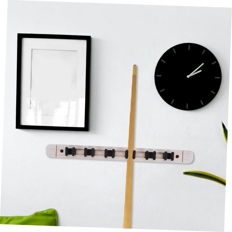 KOMBIUDA 6 Slot Wall Mounted Pool Rack Solid Wood Billiard