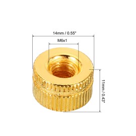 PATIKIL M6x1.0 Cap Nut, 10 Pack Acorn Nut Screw Knob Cap Insert Bolt Cover Female Thread Knurled Hardware Fittings Light Fixtures Electrophoretic Gold