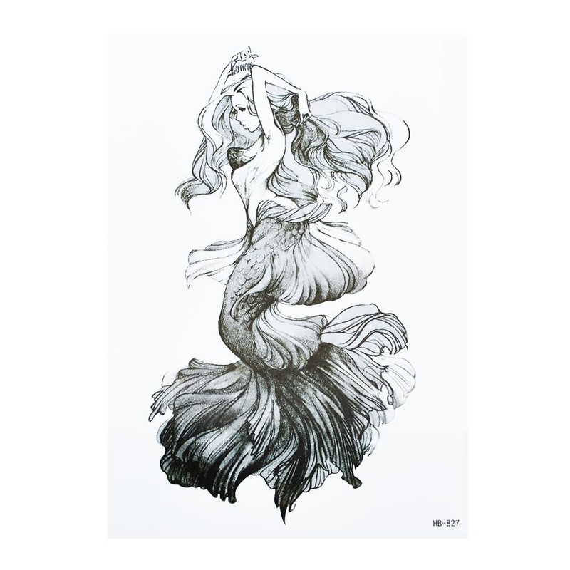 HB827 Mermaid Tattoo Sea Being Tattoo Temporary Fake Tattoo