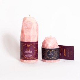 SET de 2 Velas en forma de Cuarzo Rosa - ETV0010 - De Cera de Palma Natural Sustentable Intencionada - ETEREA