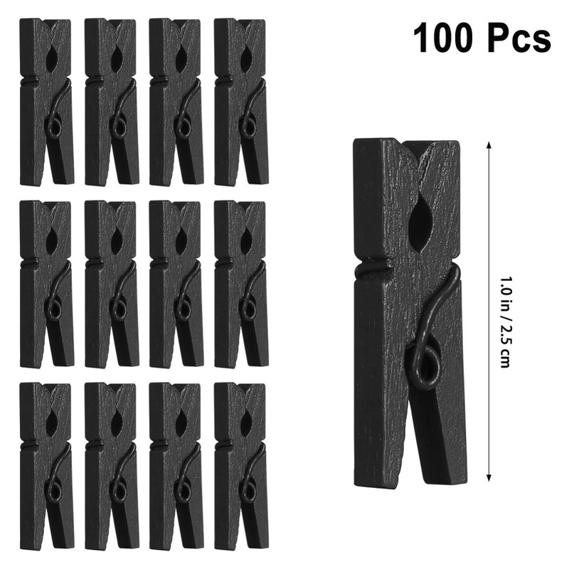 VOSAREA 100 Pcs Mini Wooden Paper Clips Multi-Use Clothes Pegs