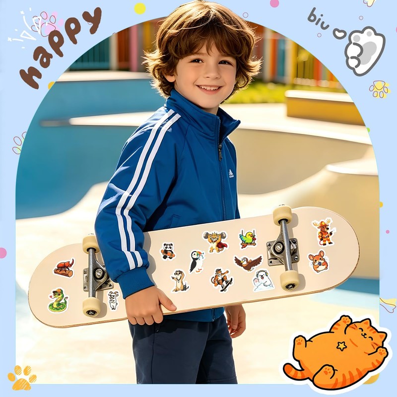 202Pcs Cute Cartoon Animal Stickers Water Bottle Stickers Pet Bulk