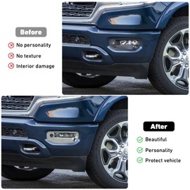 Linskip Front Bumper Fog Light Protector Cover Compatible with RAM 1500 2019 2020 2021 2022 2023 2024, Fog Light Cover for RAM Exterior Accessories(Chrome)