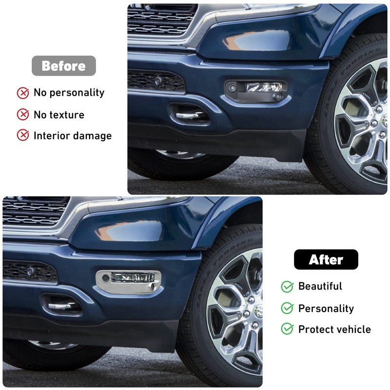 Linskip Front Bumper Fog Light Protector Cover Compatible with RAM
