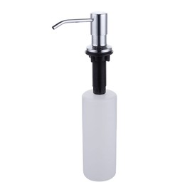 SBEN Built-in Kitchen Sink Soap or Lotion Dispenser Set, Stainless Steel, Brushed Nickel Pump, 17 oz PET Bottle, Durable ABS Head, 360° Rotation (Chrome)