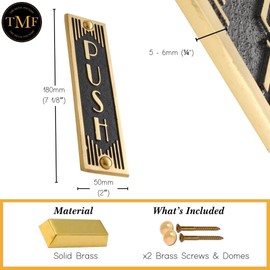 The Metal Foundry PUSH Metal Door Sign. Art Deco Style Home Decor Accessories Door Or Wall Brass Plaque. Handmade In England.