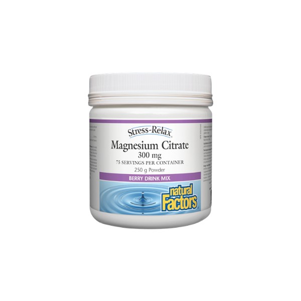 Natural Factors Stress-Relax Magnesium Citrate Powder 300mg (Berry) - 250g