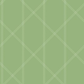 A-Street Prints Walcott Light Green Stitched Trellis Wallpaper