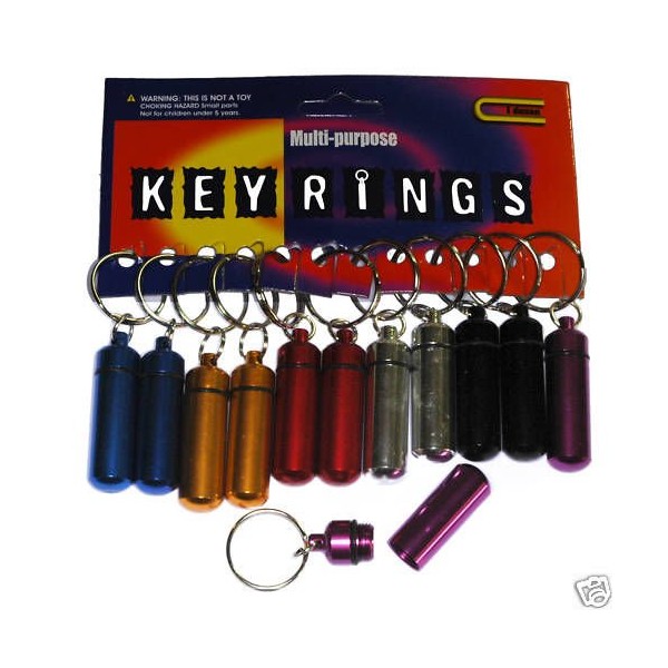 Single Aluminium Pill Money Note Keyring Spy Cash Stash Screw