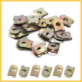 REPAIROCK 20 Pcs 6mm Hole Spring Metal Plate Car Door Pannel Screw U-Type Clips Rivets, Pack Auto Replacement Parts