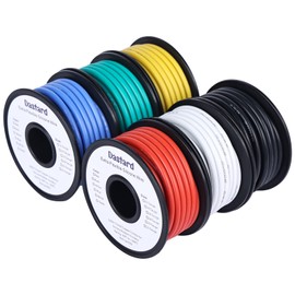 Dastard 16 Gauge Wire 120ft, Flexible 16 AWG Silicone Wire Stranded Tinned Copper Wire【6 Spools Each 20ft】 Primary High Temperature 16AWG Automotive Wire 200℃ 600V