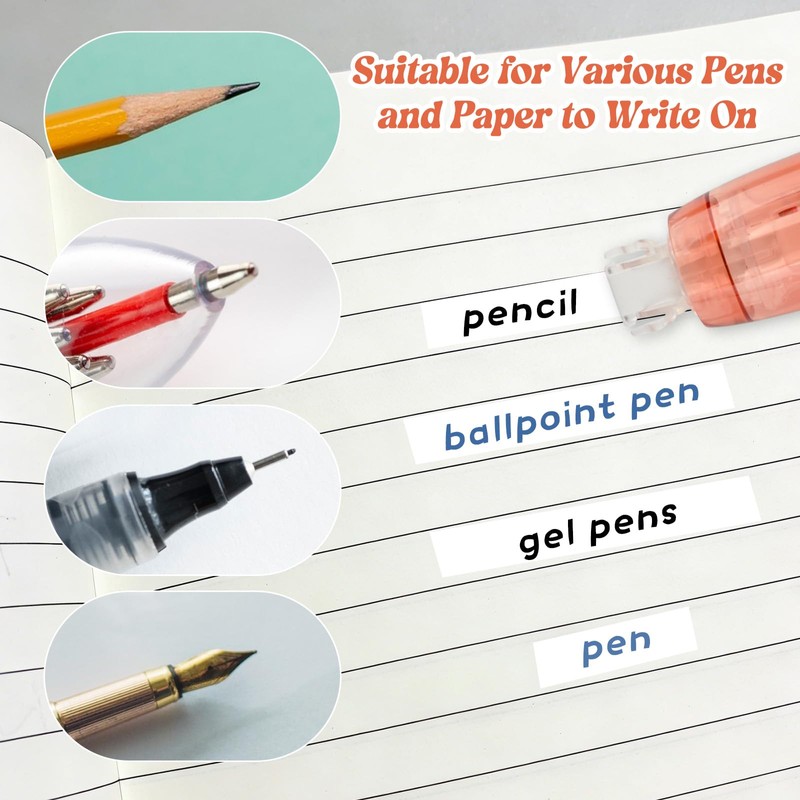 5PCS Correction Tape Set Transparent Gradient Cute Design Tippex Pen