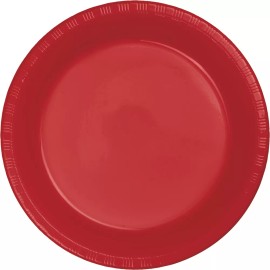 Small 7" Plastic Disposable Plates -Vibrant Solid Colors Appetizer Dessert Party
