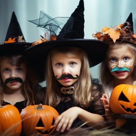 Funactu Fake Mustache 48 PCS Colorful Fake Mustaches Self Adhesive Stick on Moustache Fake Beard Costume for Cosplay Masquerade Party